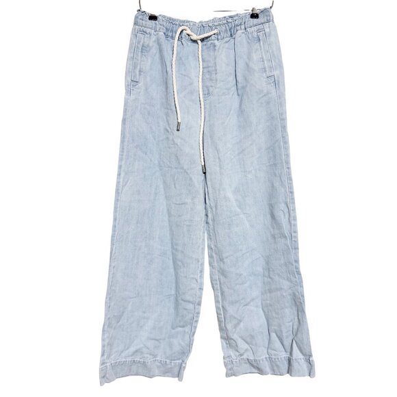 Loft Denim - Loft Womens Light Blue Wide-Leg Pull-On Pants XS Cotton & Linen Blend